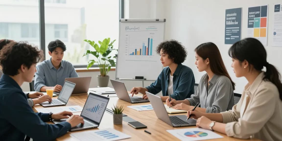 Collaborative small business accounting for small business scene in a modern office