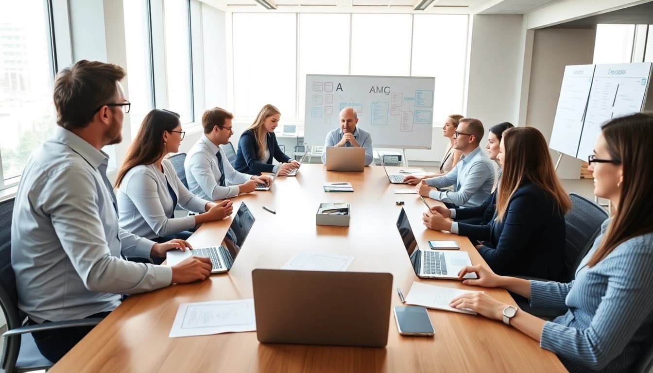 Professionisti discutono linee guida FDA in una riunione di regolamentazione.