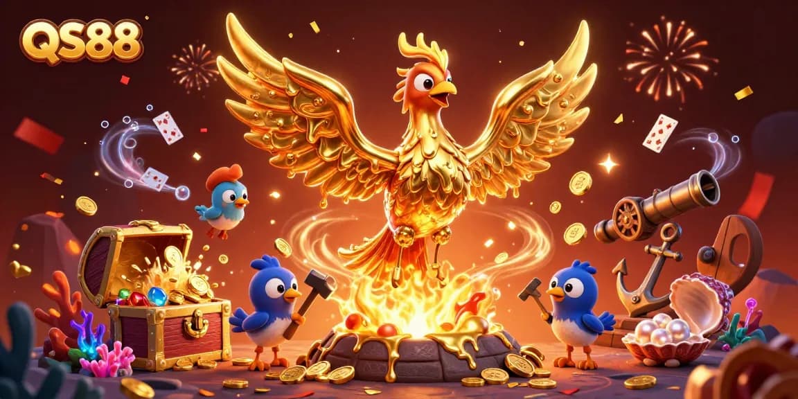 Experience the vibrant world of QS88 with a golden phoenix showcasing dynamic gaming adventures.