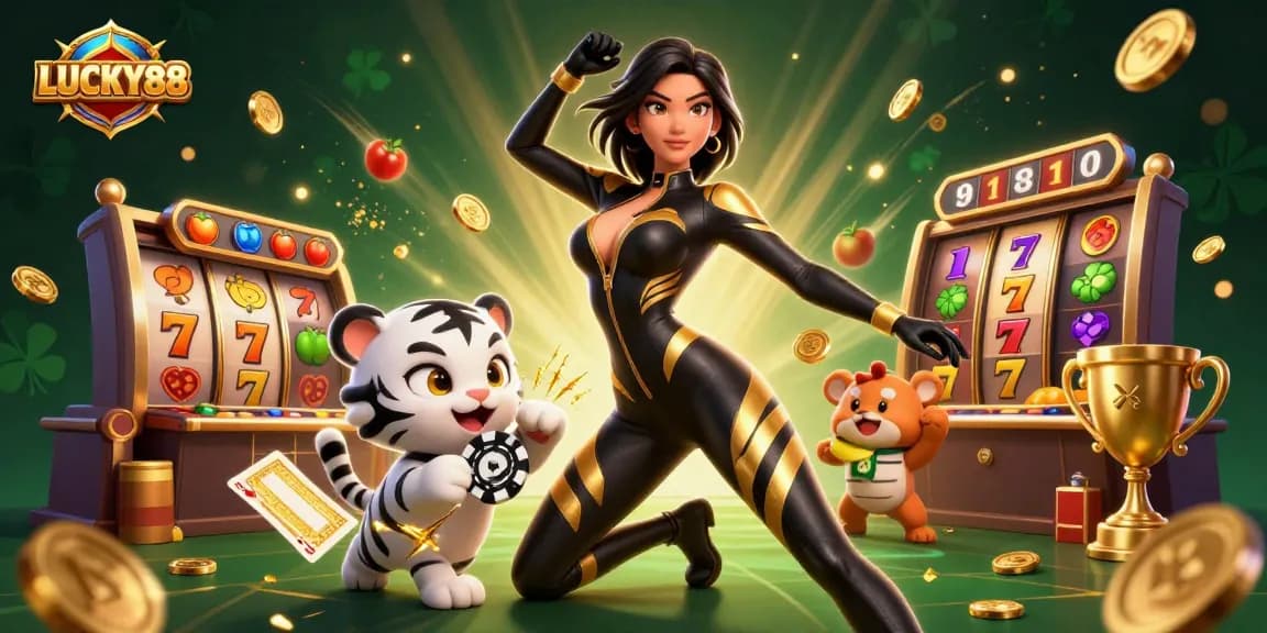 Experience LUCKY88 with thrilling slot action showcased in a stunning 3D illustration.
