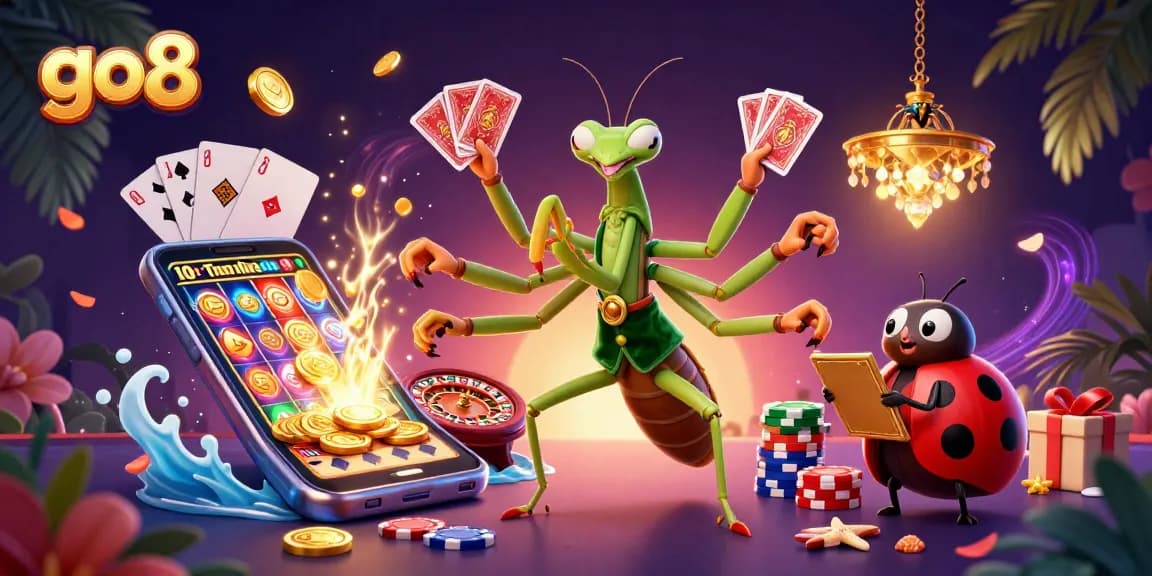 Experience the excitement at go8 as the mantis card sharp deals cards and spins slots