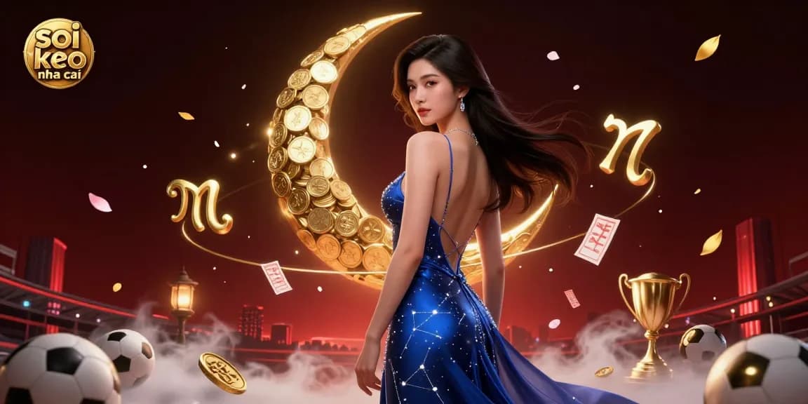 Soi keo nha cai with sports betting elements, depicting an elegant Asian woman amidst dynamic casino visuals.