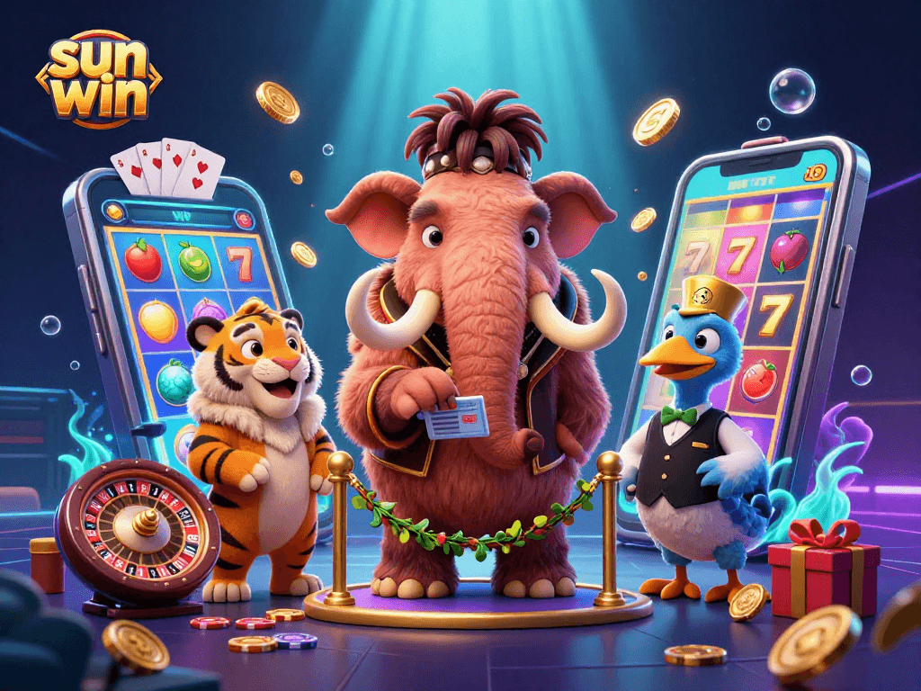 Experience the excitement at sun win casino with vibrant 3D characters and dynamic slot game action.