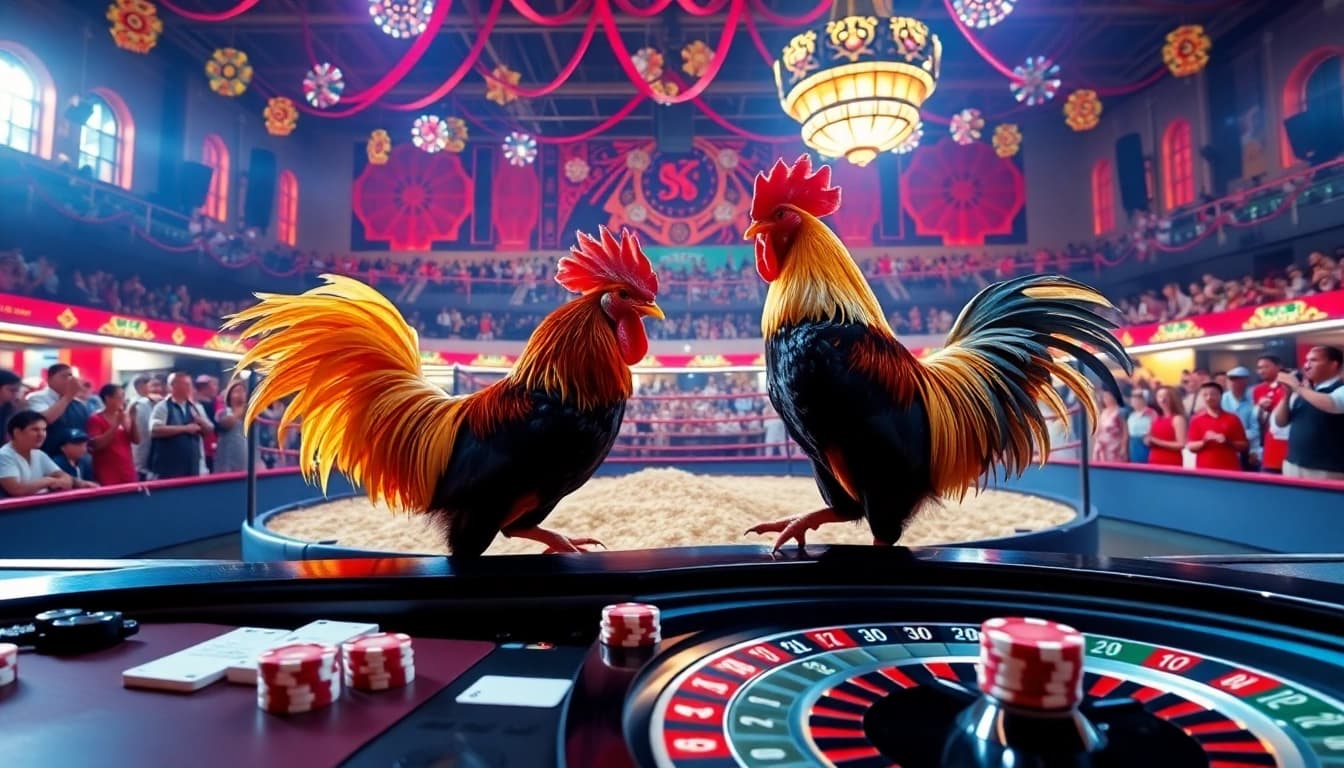 Experience the thrill of đá gà 88 trực tiếp live with exciting roosters battling it out, surrounded by engaging gamblers.