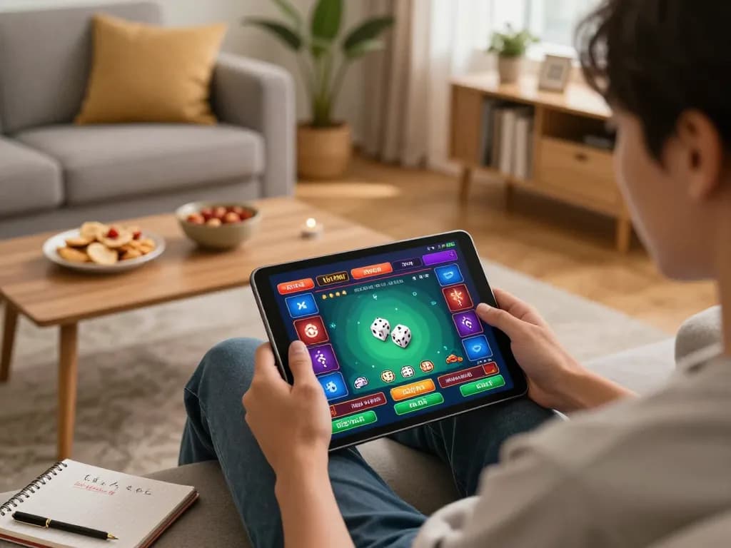 Engaging gameplay on the app tài xỉu online, showcasing a cozy home setting with dice and betting options.
