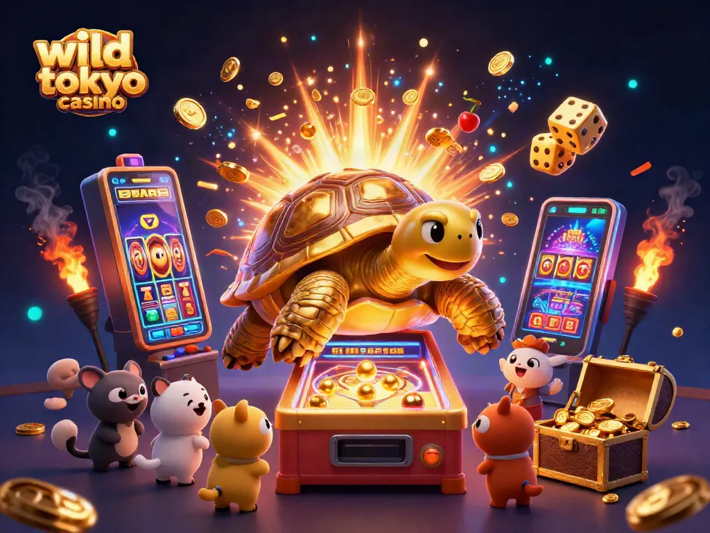 Experience the excitement of playing at wild tokyo casino with vibrant imagery of gaming fun and golden rewards.