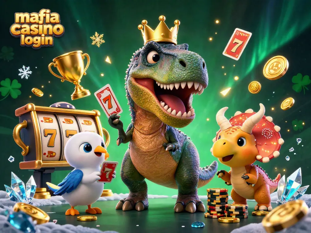 Engage with mafia casino login to play slots with themed cartoon dinosaurs in a vibrant scene.
