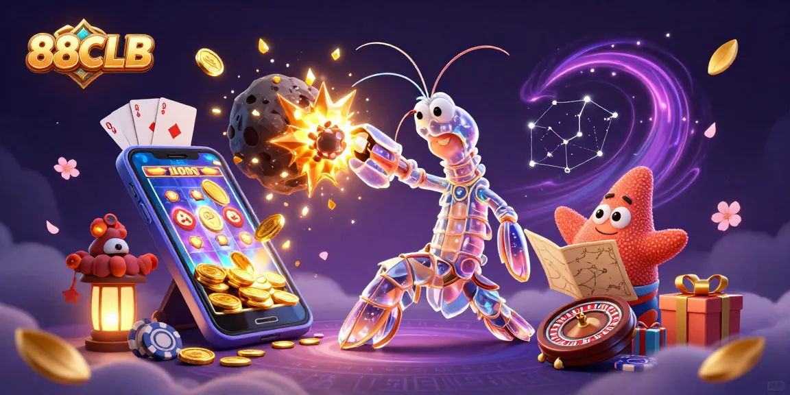 88CLB offers thrilling gameplay, as a galactic samurai battles for treasure amidst vibrant casino elements.