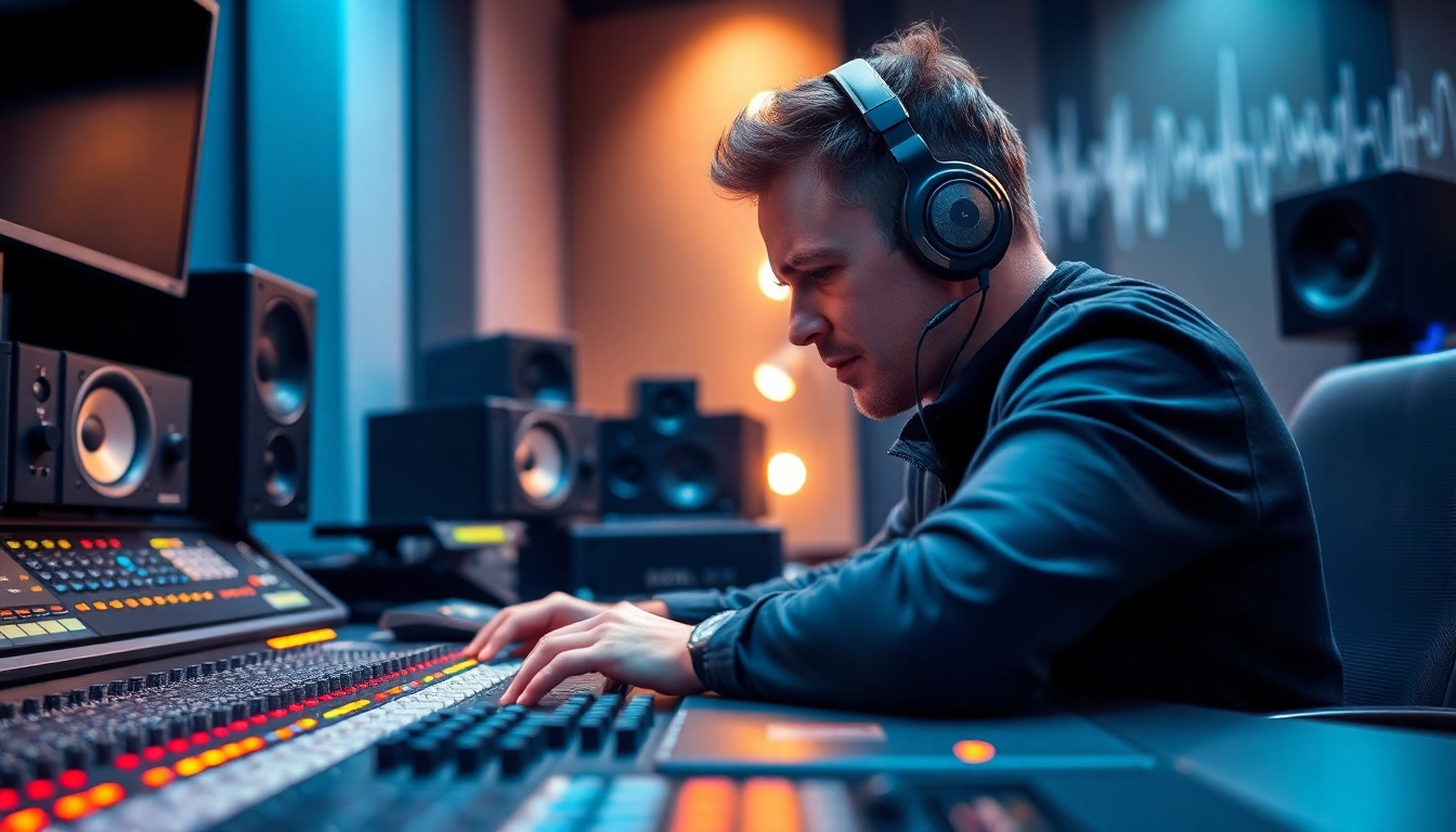 Enhancing tracks with online audio mastering expertise in a modern studio setup.
