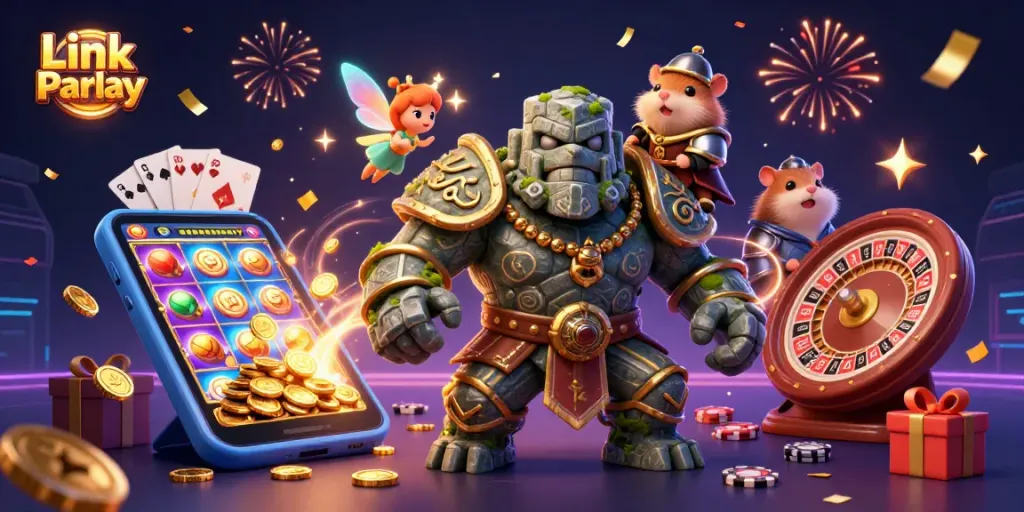 Experience the thrill of gambling with Link Bola Parlay through an exciting and magical scene.