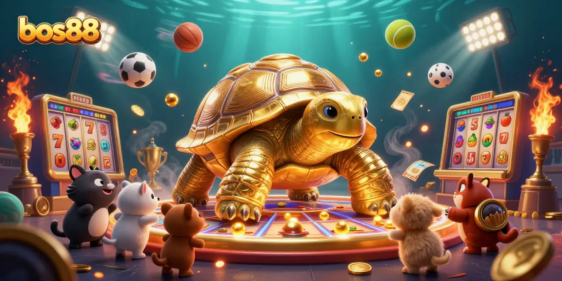 Engage with exciting bos88 slot games featuring a dynamic scene of colorful gaming elements.