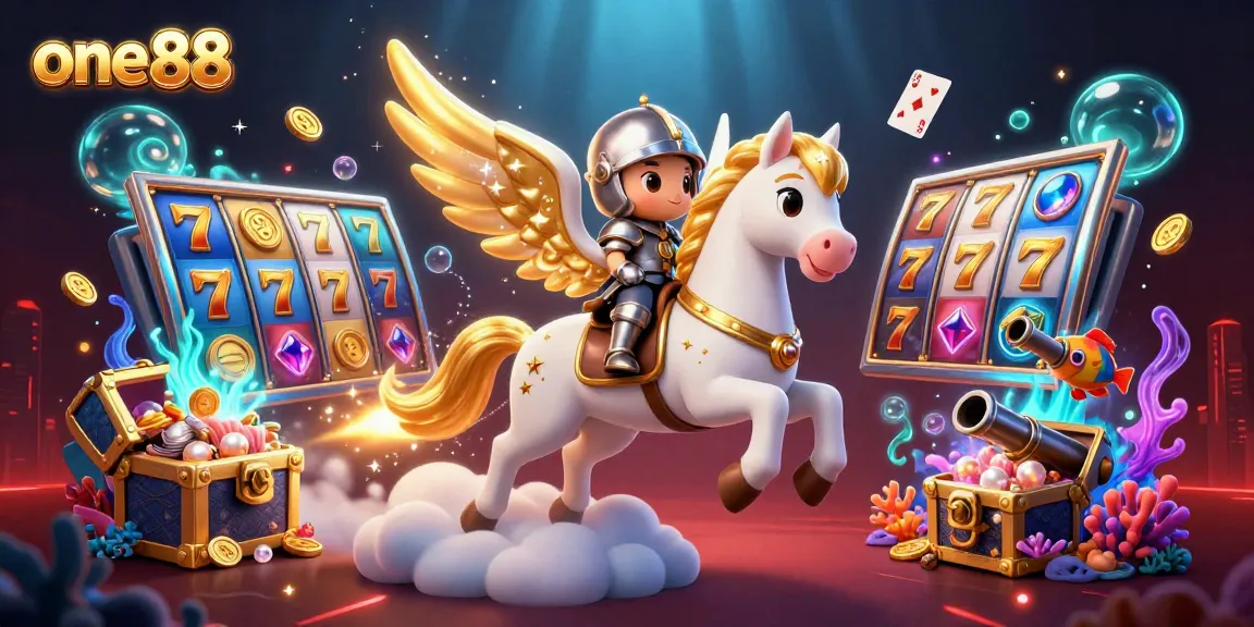 Experience the thrill of one88 with dazzling slot reels and a celestial race of fortune.
