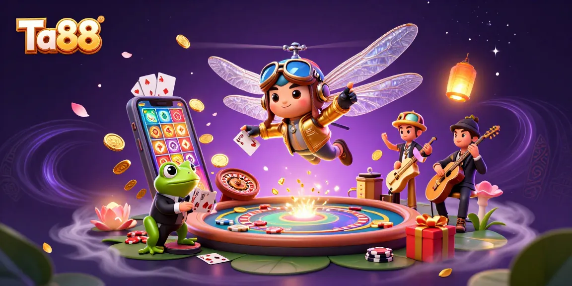 Engage in thrilling slot gaming at Ta88 with a vibrant casino adventure scene.