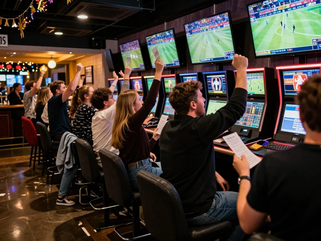 Betting excitement at HITCLUB with eager sports fans cheering on live events.