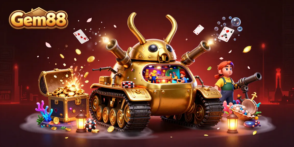 Experience the thrill of Gem88 with a dynamic 3D casino scene filled with excitement and rewards.