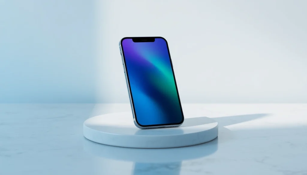 Conoce el iPhone 16e precio y su diseño llamativo iluminado en un fondo azul claro.