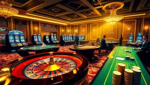 Players enjoying a thrilling game at 23win casino with vibrant tables and exciting bets.