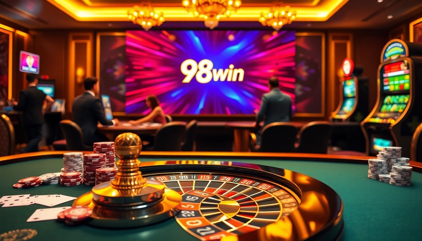 Participate in thrilling games at 98win with vibrant casino elements and engaging gameplay.