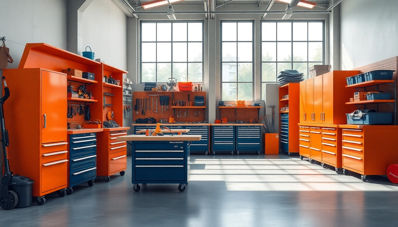 Porta attrezzi organizzato che mostra varie soluzioni di stoccaggio per strumenti in un ambiente di lavoro moderno.