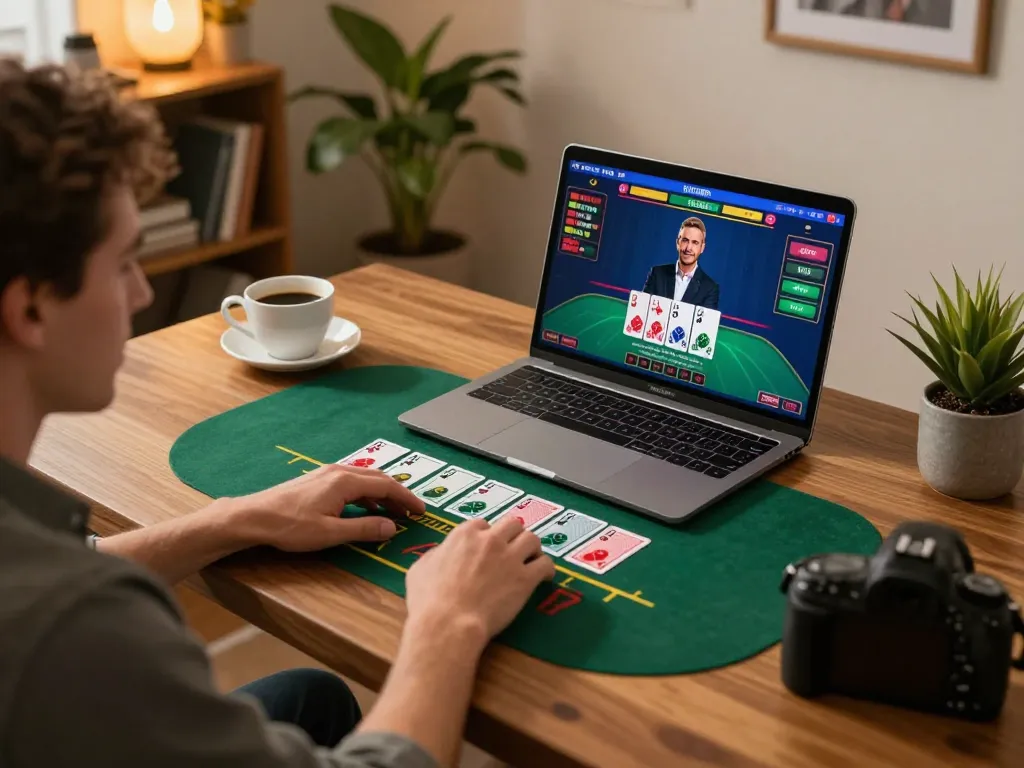 Experience online blackjack gameplay at https://lucky88za.com/ with a live dealer in a cozy home setting