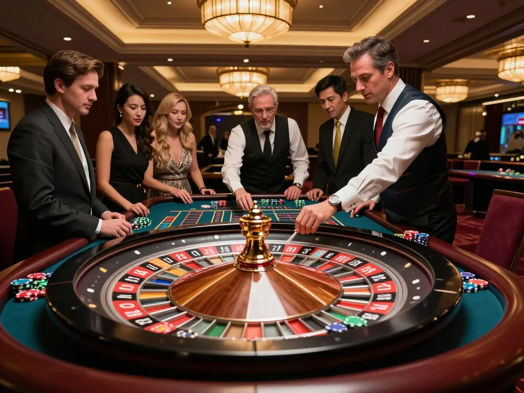 Players engaging at a roulette table with lively gameplay at https://net88.wtf/ casino, showcasing excitement and strategy.