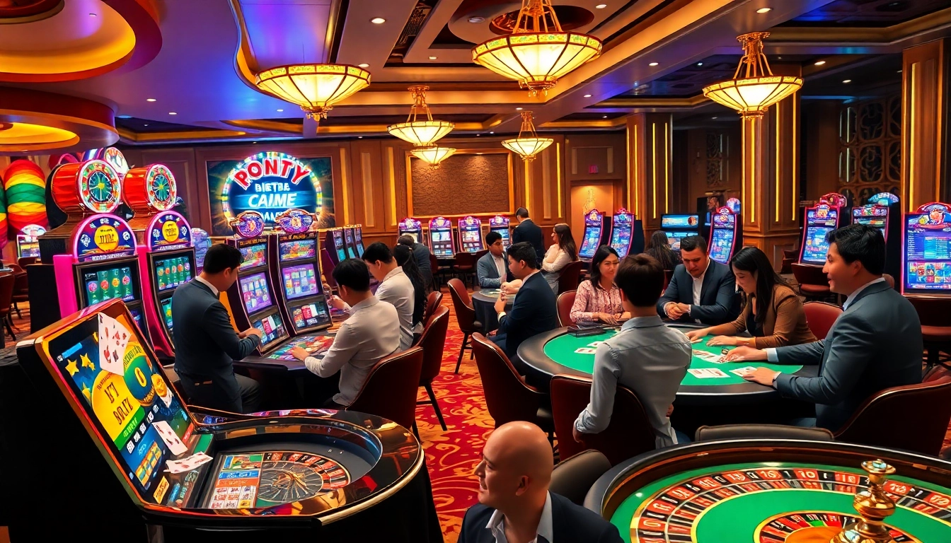 Nền tảng Nhà cái uy tín with players enjoying a vibrant casino atmosphere filled with elegant games.