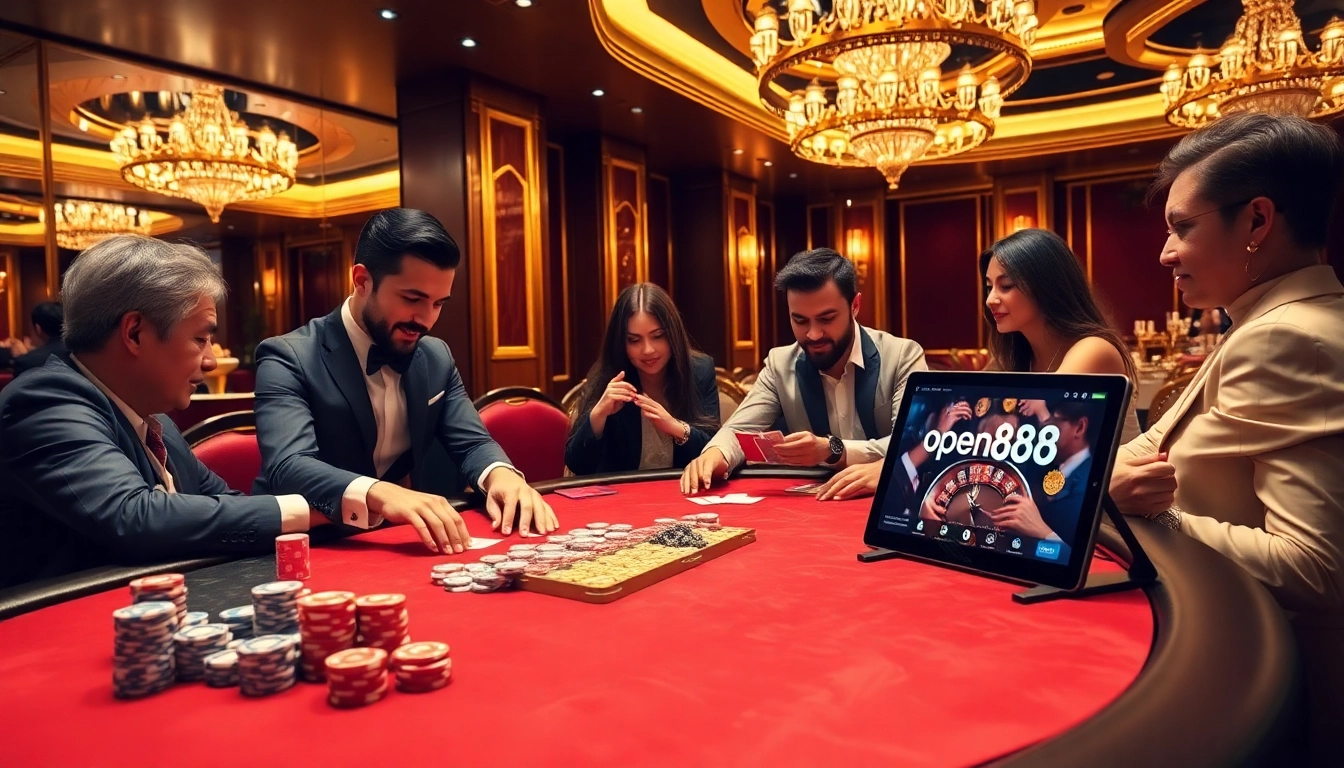 Experience the thrill of gambling with open888 at a luxury poker table filled with excitement.