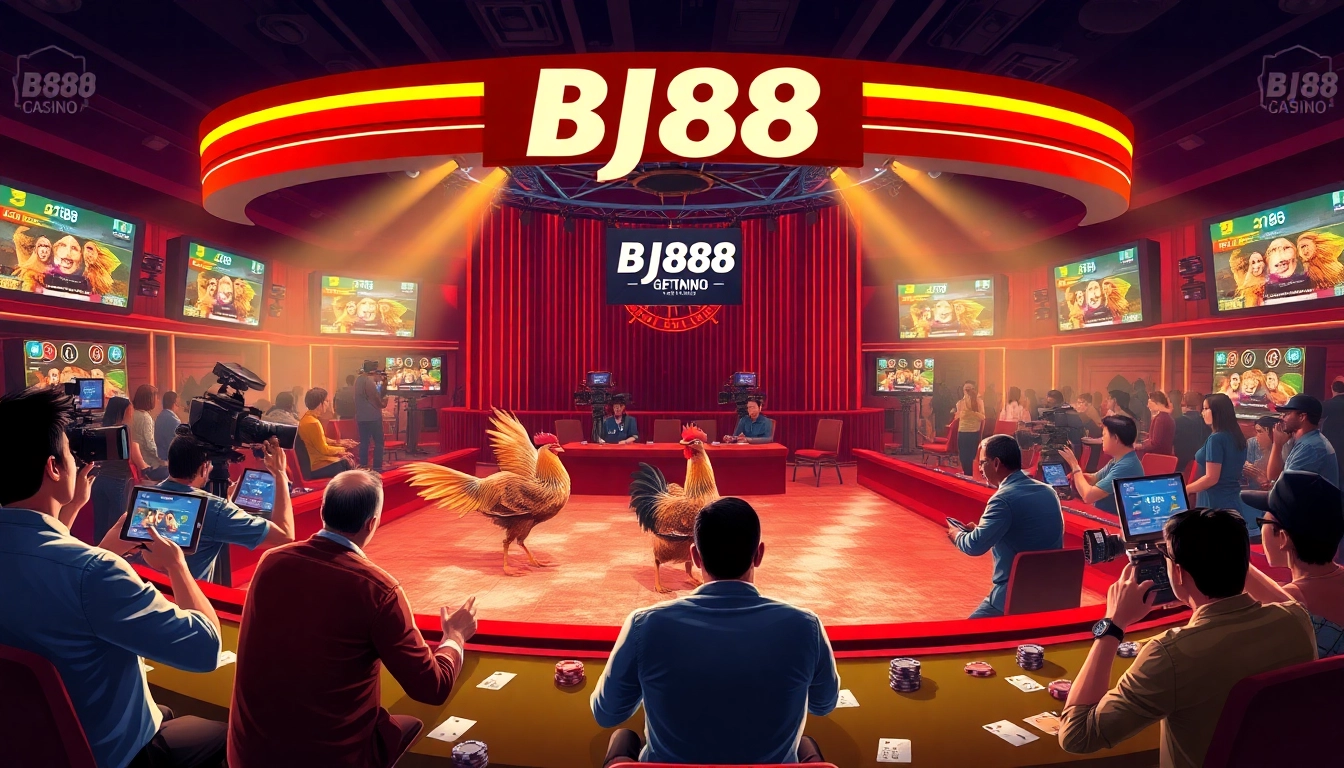 Engaging live cockfighting action at BJ88 with dynamic betting environment and excitement.