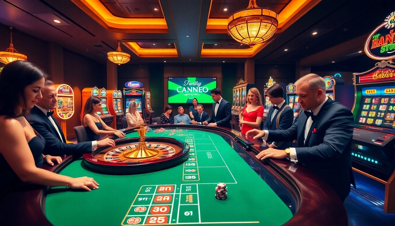 Players engaging in a thrilling game at https://tg88u.com/ luxury casino, excitement with roulette and slots.