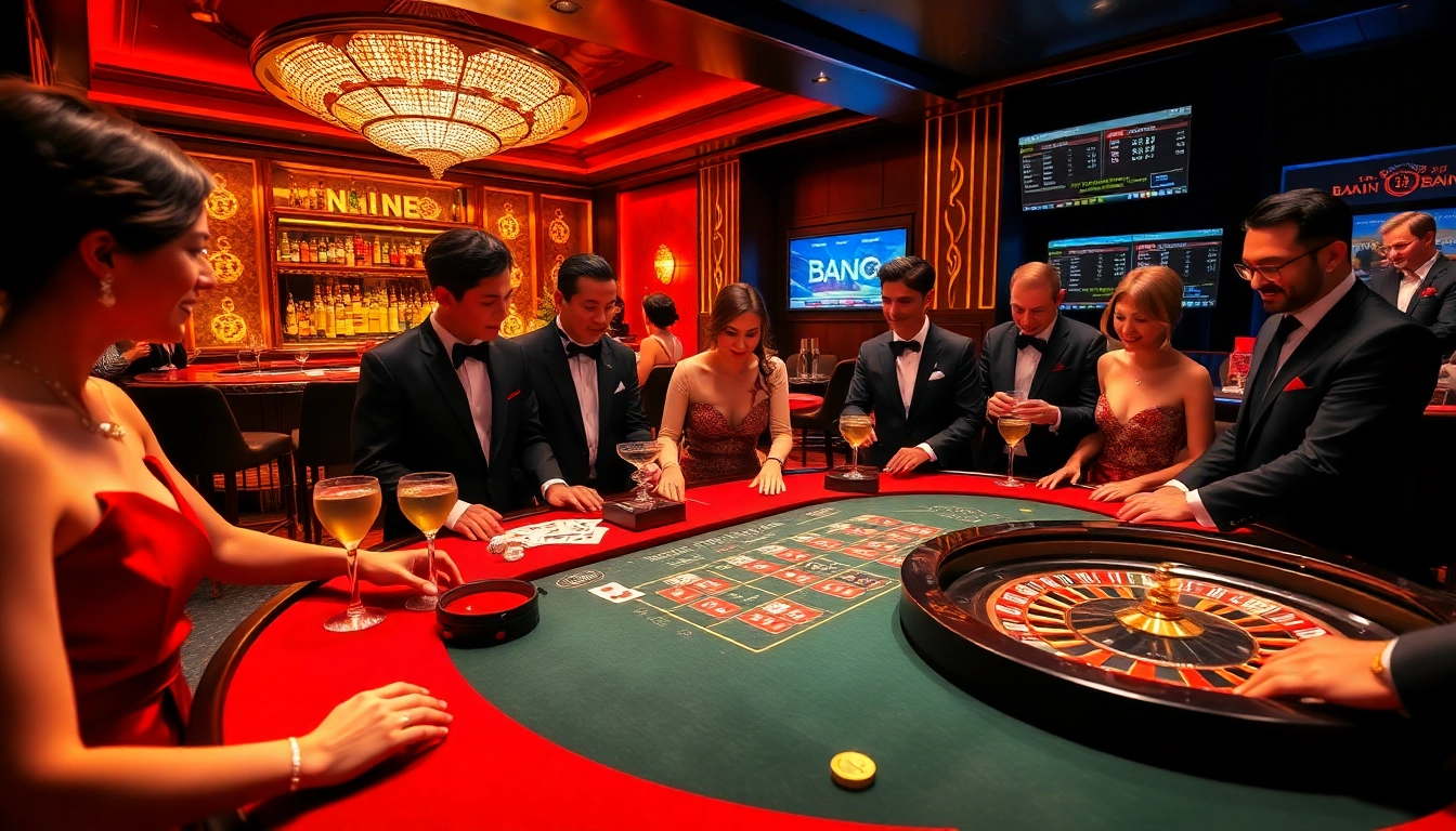 Players enjoying a blackjack game at https://tg88.fyi/, showcasing luxury and excitement in a casino setting.