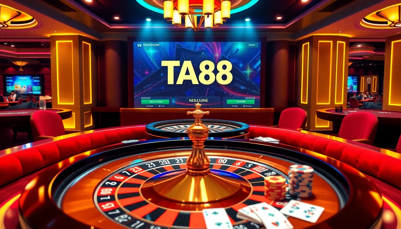 Experience thrilling gameplay at TA88 casino with vibrant roulette and poker chip action.
