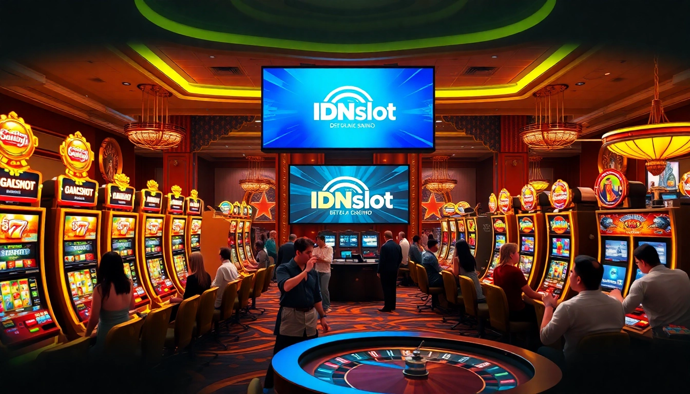 Experience thrilling gameplay at IDNslot with vibrant slot machines and lively players.