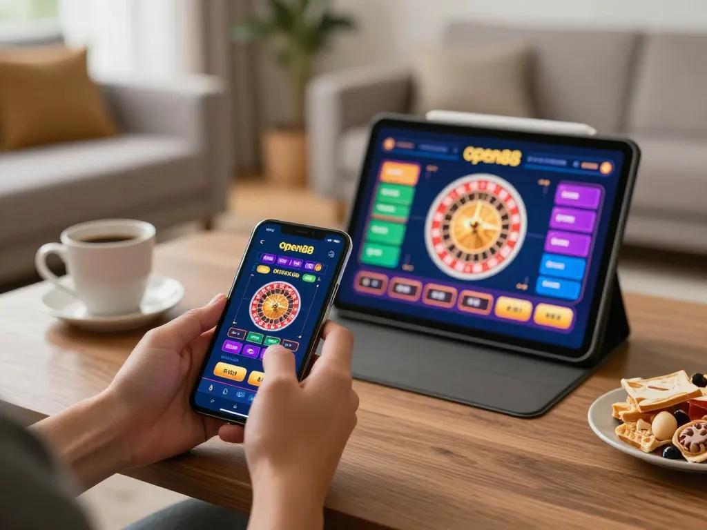 Engaging with open88 app for exciting mobile gaming experience at home.