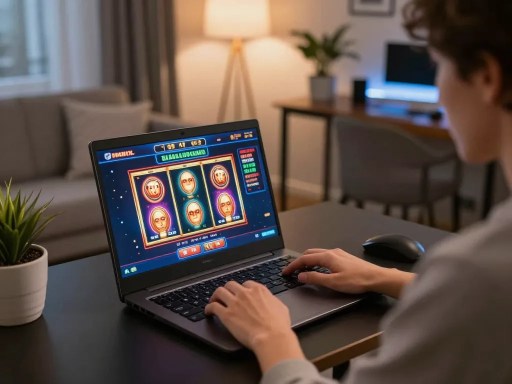 Enjoying fun79 top online gaming experience with engaging slot machines on laptop