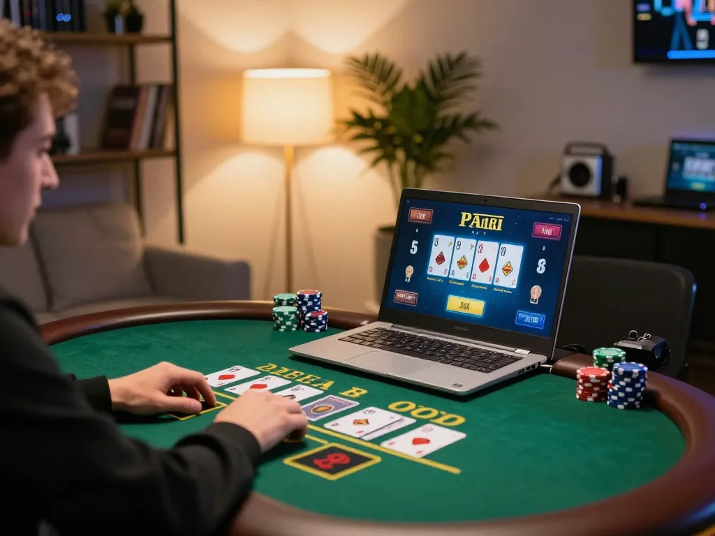 Player enjoying online blackjack at TG88 with engaging atmosphere and modern gaming setup
