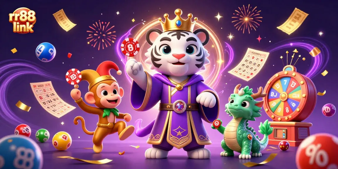 Experience thrilling gameplay with rr88 link in this vibrant casino scene featuring a tiger, monkey, and dragon.