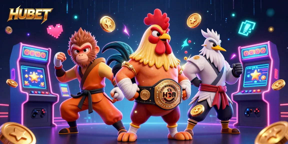 HUBET showcases a vibrant gaming world with bold characters and dynamic casino elements.