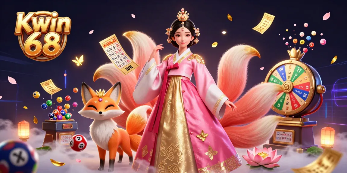 Engage in thrilling casino action with Kwin 68 featuring vibrant lottery games and a lucky fox.