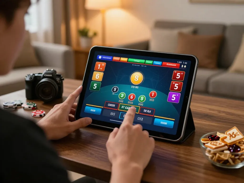 Play New 88 online blackjack at home, engaging with a live dealer on a tablet