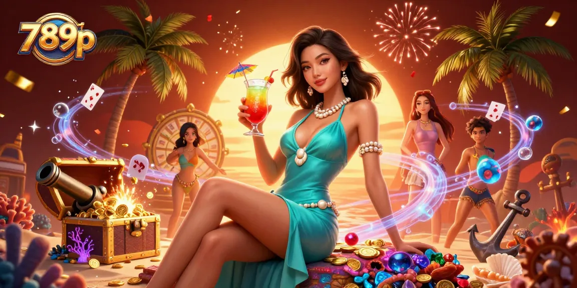 Experience thrilling gameplay at 789p with vibrant casino elements and a stunning tropical backdrop.