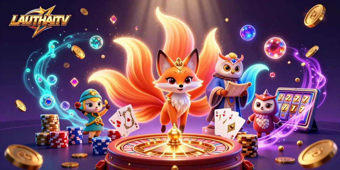 Engage with LAUTHAITV to experience vibrant online sports betting, featuring an enchanting fox and owl.