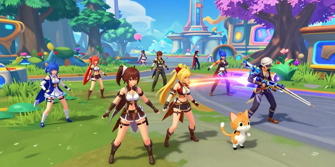 The scene showcases characters from a hentai game in a vibrant fantasy world, engaging in dynamic gameplay and diverse interactions.