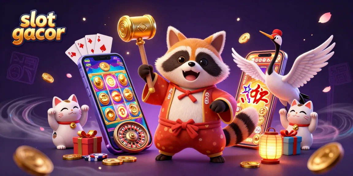 Engage in thrilling slot gacor gameplay with a cheerful tanuki and lucky charms.