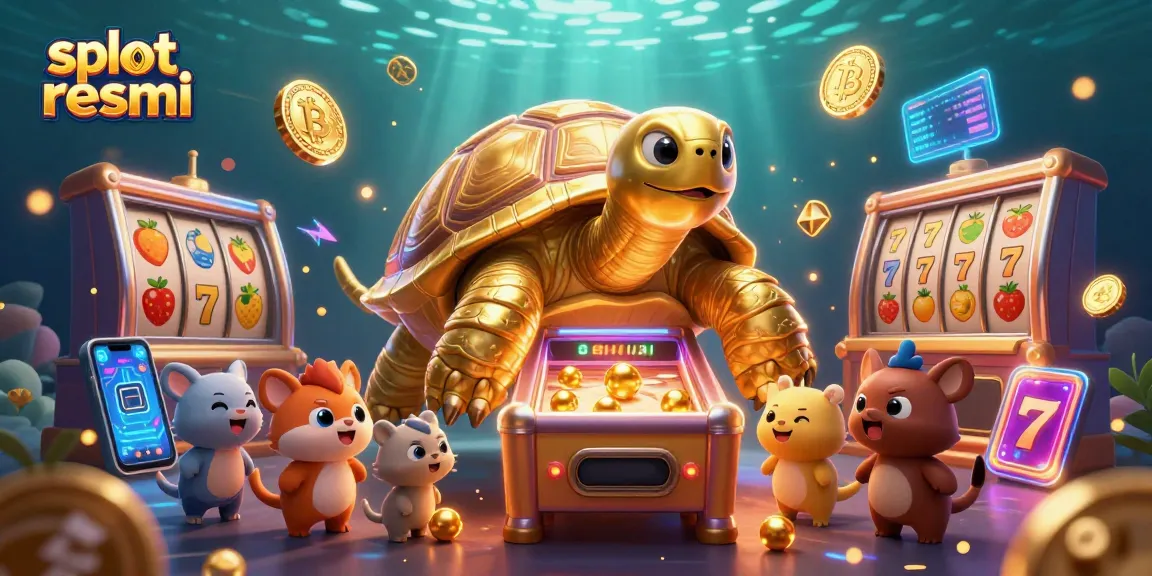 Play engaging slot resmi games alongside a golden tortoise pinball, surrounded by vibrant casino elements.