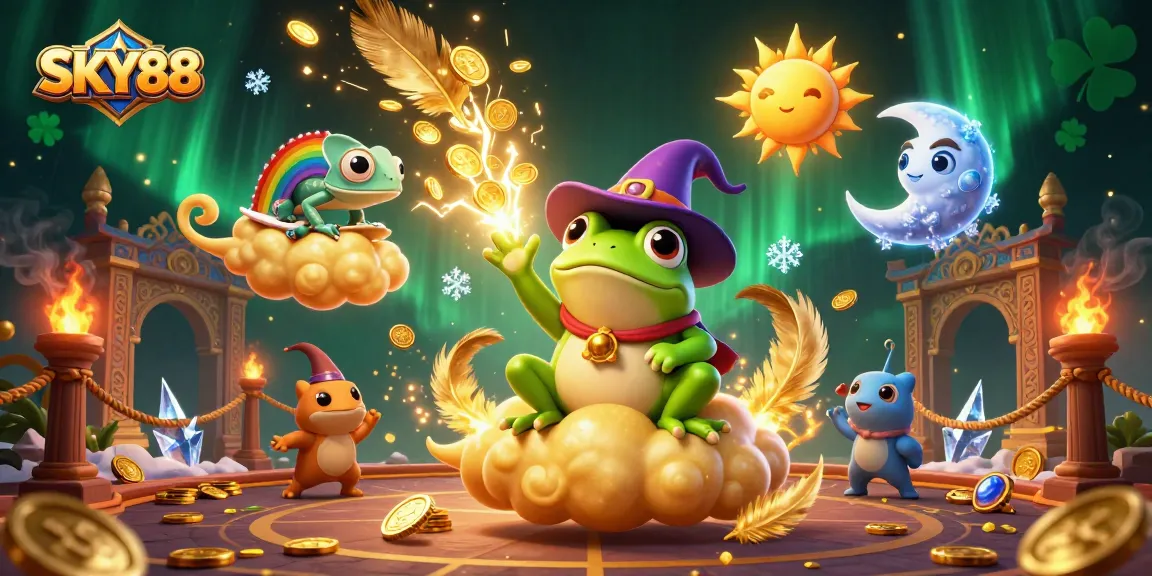 Immerse yourself in SKY88's dynamic casino world with vibrant characters and dazzling elements.