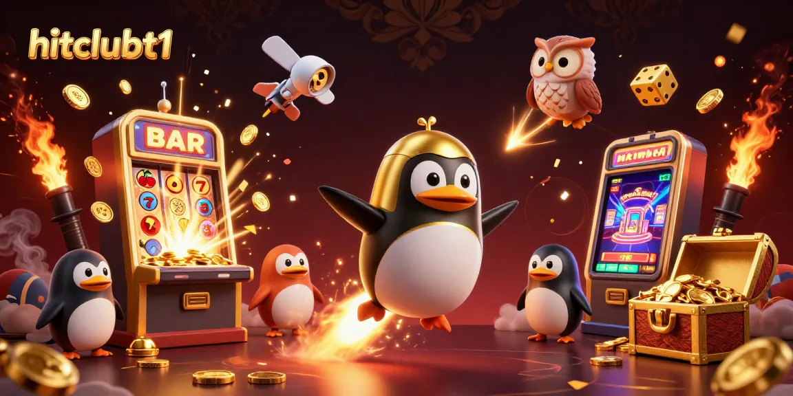 Experience exciting gaming with hitclubt1 featuring a golden penguin and a jackpot burst!