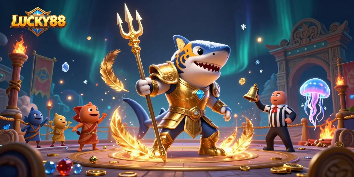 Engage in thrilling gameplay at LUCKY88 with exciting characters, coins, and bonuses in 3D illustration.