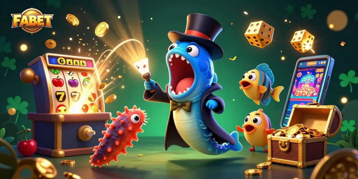 Spin the reels with FABET in this vibrant 3D casino scene featuring a magical eel and anglerfish.