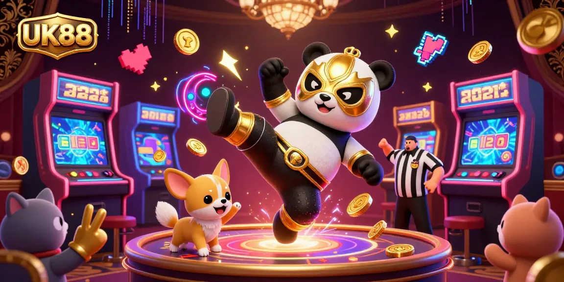 Experience exciting gaming at UK88 with vibrant 3D characters showcasing dynamic casino action.